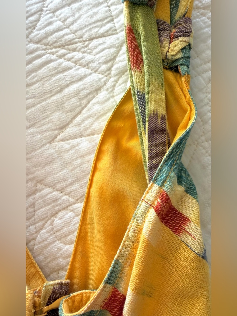 MARC JACOBS Yellow, Green, Autumn Orange 100% Cotton Swing Dress, Tie Back Sz 10 - Picture 14 of 16